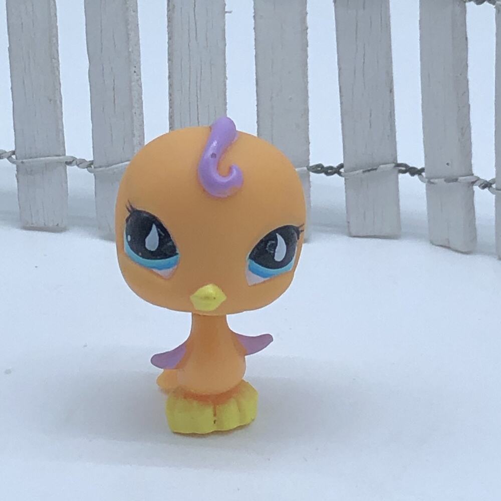 Littlest Pet Shop # 766 Orange Purple Yellow Parakeet Teal Tear Drop Eyes